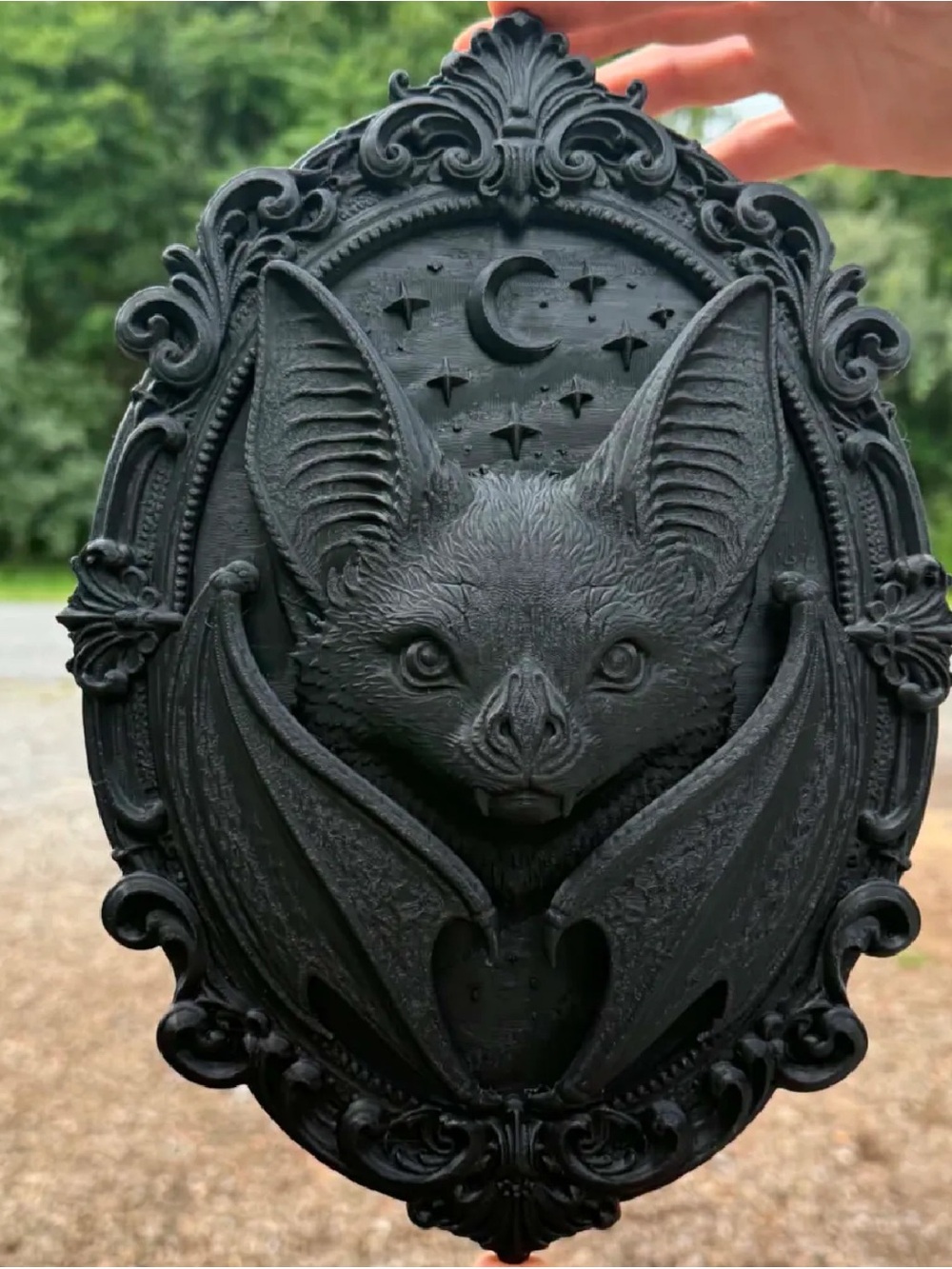 Black Decorative Bat Relief Wall Art - Handcrafted 3D .11 by 8 inch. NWT